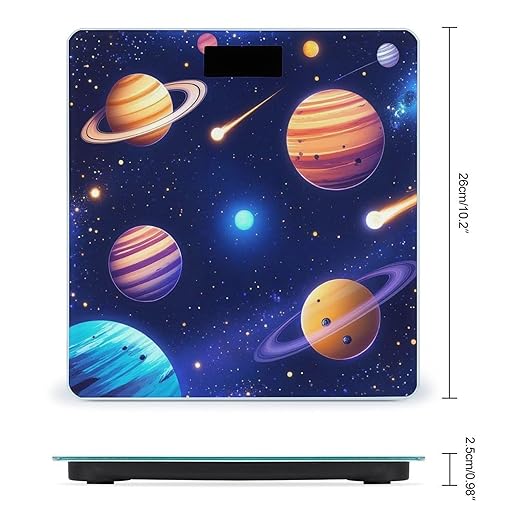 Women's Fashion Automatic Switch Digital Bathroom Weighing Scale Smart Scale Cosmic Universe Stars Planets Blue Galaxy Art