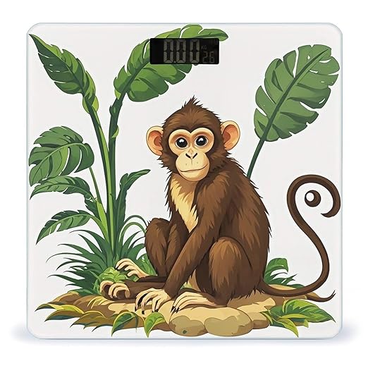 Monkey and Plant Scale for Body Weight Digital Bathroom Scale Toughened Glass High Precision Scales for Body Weight with Large LCD Backlight Display Weight Scales