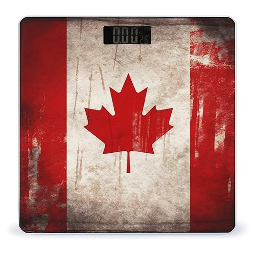 Retro Canada FlagScale for Body Weight with LCD High Precision Weighing Scales Fashion Sturdy Tempered Glass Weight Scales Easy-to-Read Digital Bathroom Scale for Daily 400lb