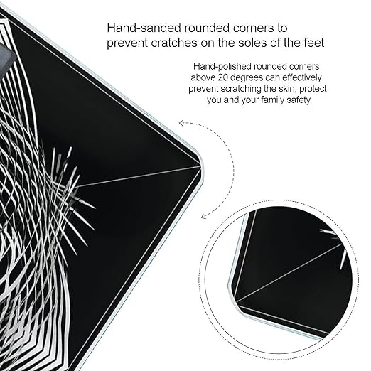 Black and White Geometric Shape Art Scale for Body Weight Accurate Digital Bathroom Scale Toughened Glass High Precision Scales Smart Weight Scales with Large LCD Backlight Display Weighing Machine