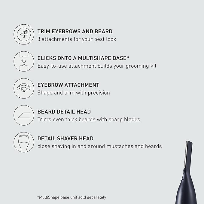 Panasonic MultiShape Facial Detail Shaver Trim Set Attachment Eyebrow Trimmer Beard Detail Trimmer and Detail Shaver Wet/Dry Add to MultiShape Grooming System Easy-Clean Tool - ER-CDT1-A