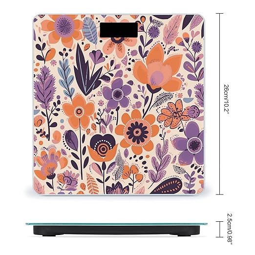 Light Orange Flowers Scale for Body Weight Digital Bathroom Scale Accurate Smart Weight Scales with Large Display Weighing Machine High Precision Scales