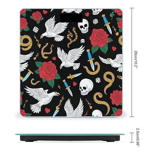 Smart Scale for Body Weight Automatic Switch Digital Bathroom Weighing Scale Cool Rock Wild Eagle Red Rose Skull Floral