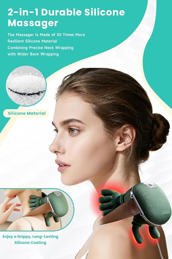 4D Wireless Massager – Shiatsu Deep Tissue Relief with Heat 2026 New Bionic Tissue Shiatsu Electric Massage 3-Speed Massage Modes Adjustment for Necks Back Shoulders Legs (1Set)