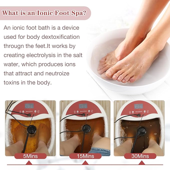 Ionic Foot Bath Detox Machine Foot Detox Machine Ionic Feet Spa Kit with 10 Ginger Tablets 2 Arrays FIR Belt for Home Salon Spa