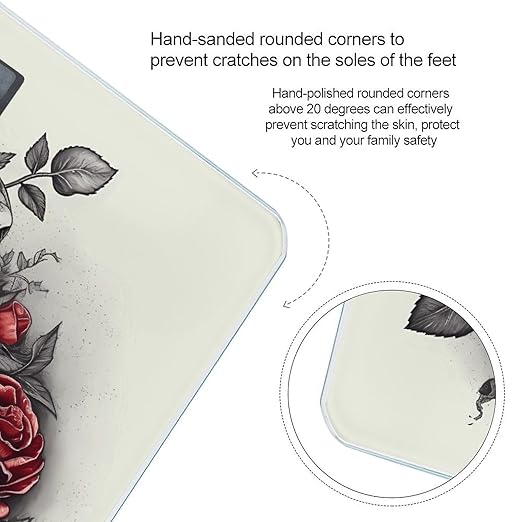 Red Rose on Snake Scale for Body Weight Accurate Digital Bathroom Scale Toughened Glass High Precision Scales Smart Weight Scales with Large LCD Backlight Display Weighing Machine