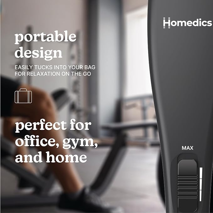 Homedics Deep Tissue Percussion Massager with 3 Speeds 5 Attachments and Long Handle for Hard-to-Reach Areas