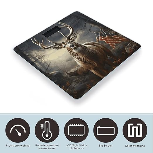 Deer Hunting Season Scale for Body Weight Accurate Digital Bathroom Scale Toughened Glass High Precision Scales Smart Weight Scales with Large LCD Backlight Display Weighing Machine