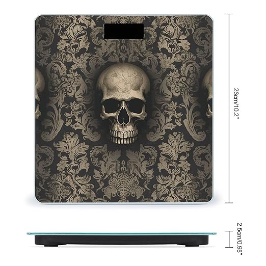 Gothic Wallpaper Skull Bathroom Scale for Body Weight LCD Display Digital Bathroom Scale Tempered Glass Bathroom Weight Scales Fashion Smart Scales for Home Bedroom 400 Lb