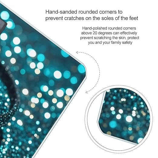 Teal Glitter Scale for Body Weight Highly Accurate Digital Bathroom Body Scale Digital Bathroom Scales for People Anti-Slip Large LCD Display Smart Scales