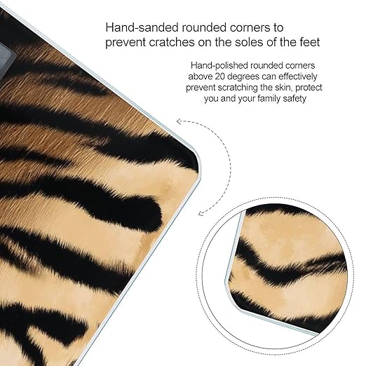 Men's Fashion Automatic Switch Digital Bathroom Weighing Scale Smart Scale Cool Tiger Fur Skin Print