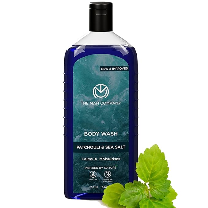 The Man Company Patchouli &amp Sea Salt Perfumed Body Wash For Men - 200 Ml | Shower Gel For Deep Moisturization &amp Smooth Skin | Enriched With Green Tea Turmeric &amp Moringa Extract