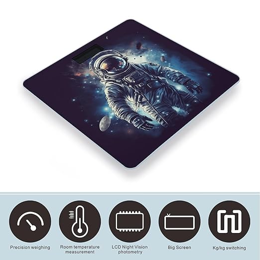 Digital Bathroom Scale for Body Weight Scale with Bright LCD Display High Accuracy Step-On Technology Auto On/Off Space Astronaut Digital Scales 400 Lbs /180kg