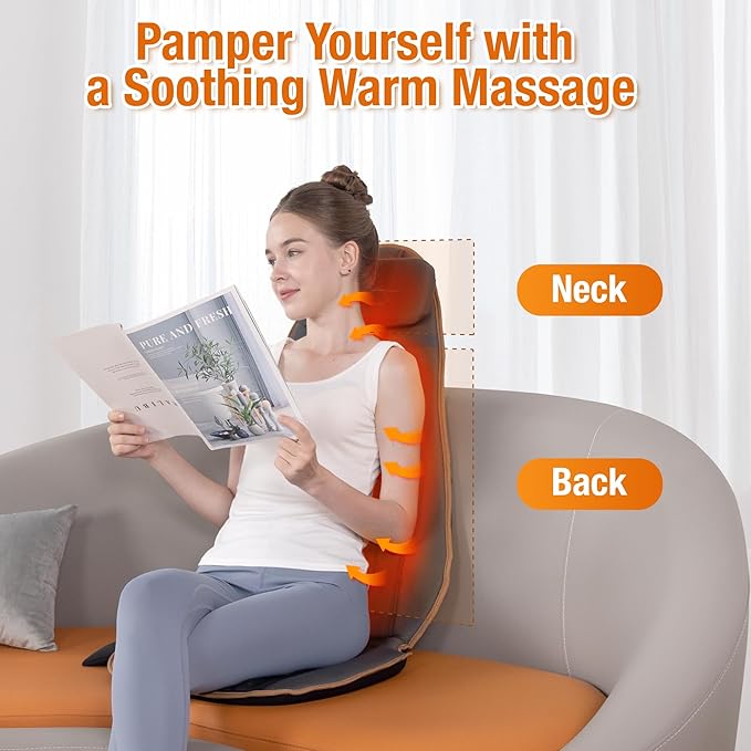 SLOTHMORE Vibration Back Massage Cushion with Heat Back Massager Cushion with 5 Massage Modes Heated Massage Pad for Office Chair &amp Home Relaxation