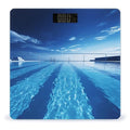 Blue Swimming Pool Bathroom Scale Large LCD Backlight Display Digital Scale Rounded Corners Body Scales Automatic Power On/Off Bathroom Scales for Home Bedrooms