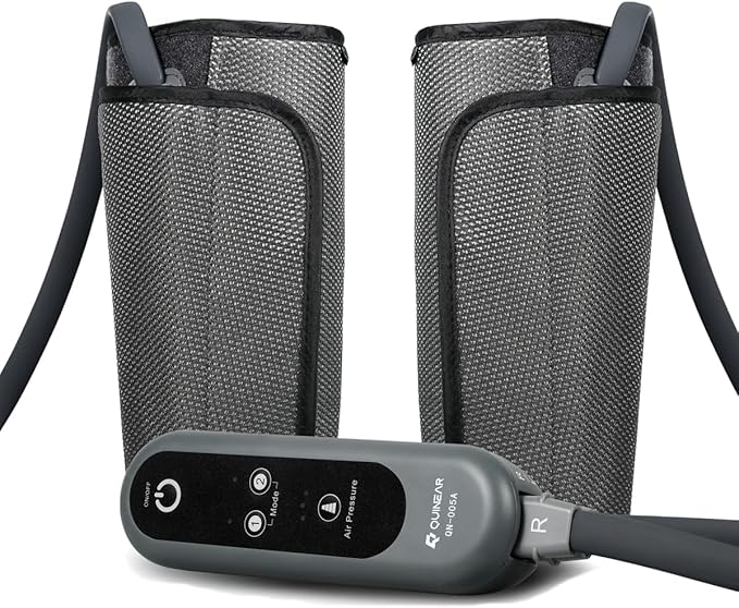 QUINEAR Air Compression Leg Massager for Circulation &amp Pain Relief Calf Massagers with 2 Modes &amp 3 Intensities Sequential Compression Device (SCD) for RLS Edema FSA-HSA - Ideal Gift
