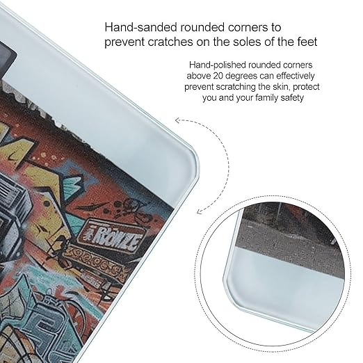 Graffiti Hip Hop Digital Scale for Body Weight Highly Accurate Digital Bathroom Scale Sturdy Tempered Glass Weighing Scales with LCD Display Fashion Body Fat Smart Scales 400lb
