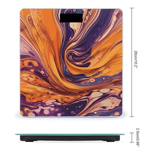 Purple Tie-dye Fabric Scale for Body Weight Anti-Slip Digital Bathroom Scale Sturdy Toughened Glass Weighing Scales High Precision Safe Rounded Corners Smart Scales