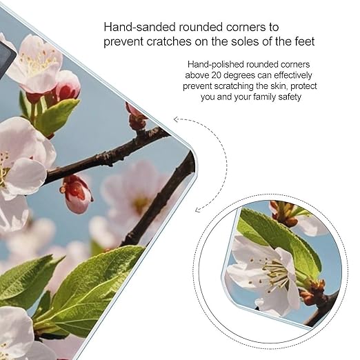 Digital Bathroom Scale for Body Weight Scale with Bright LCD Display High Accuracy Step-On Technology Auto On/Off Japanese Floral Cherry Blossom Digital Scales 400 Lbs /180kg