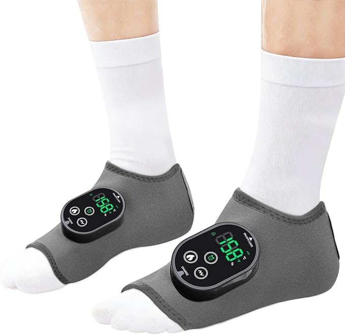 2 Pack Cordless Ankle and Foot Massager Ankle Massager for Pain Relief Feet Massager Ankles Heating Pad Foot Heating Pad Heating Pads for Ankles Feet Pain Relief Grey