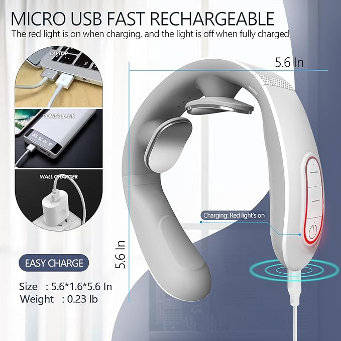 Neck Massager for Pain Relief with Heat Portable Electric Pulse Deep Tissue Trigger Point Cervical Massager for Women Men Gifts