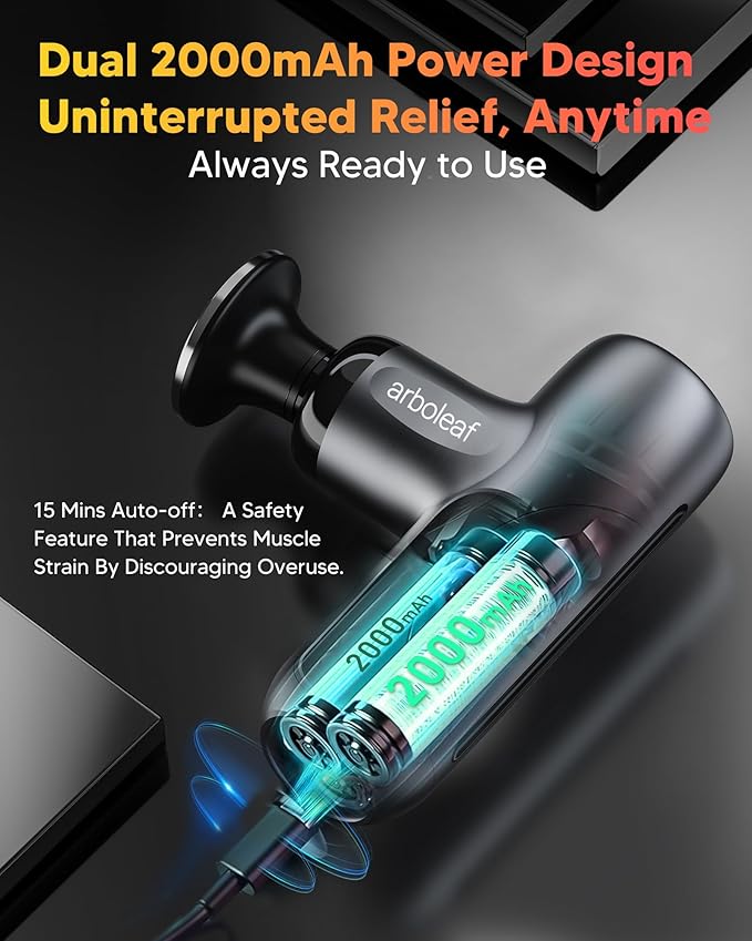 arboleaf Mini Massage Gun with Heat Percussion Muscle Massager for Pain Relief Portable &amp Quiet Handleld Small Massager Heated Travel Size with Case Gift for Men &amp Women