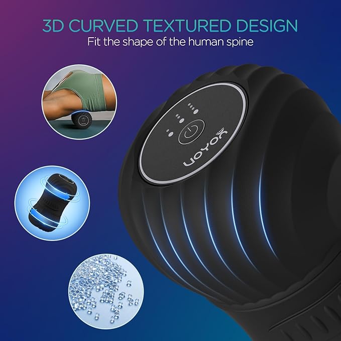 VOYOR-HEALTH Vibrating Peanut Massage Ball Roller Electric Double Lacrosse Massage Ball with 4 Intensities for Muscle Pain Relief Rechargeable Deep Tissue Massage Yoga Sports Fitness MB300 (Black)
