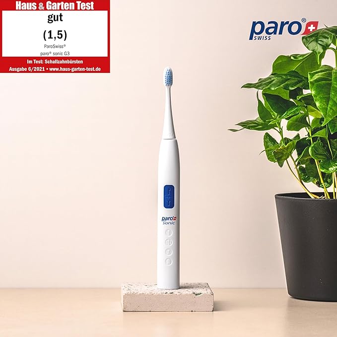 Paro Sonic Electric Toothbrush Hydro Dynamic Effect. Sensitive hydrodynamic Electric Toothbrush Help Cleaning Efficiency. up to 80000 MOV/Min Comes with Travel Bag and interdental Brushes