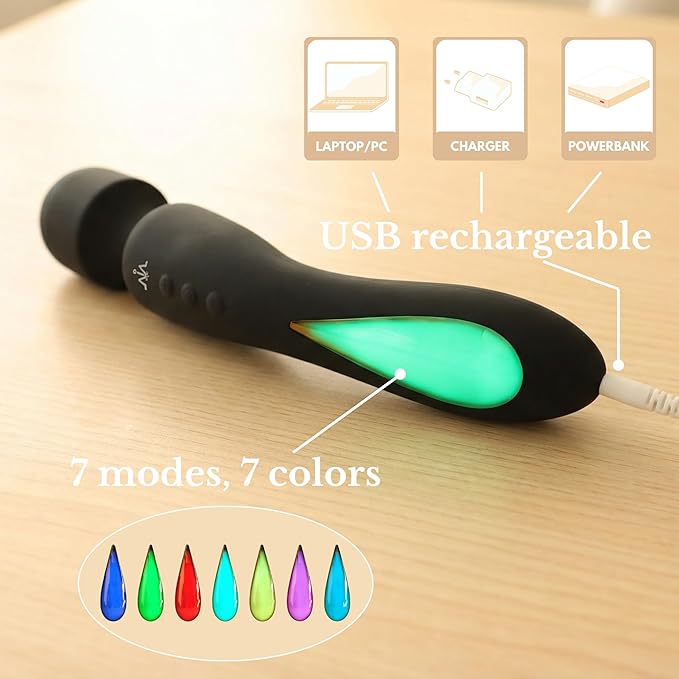 Personal Massager - 7 Speeds USB Rechargeable Portable Body Massager Hand-held Massage Tool for Back Shoulder Leg Tension Relief and Muscle Relaxation