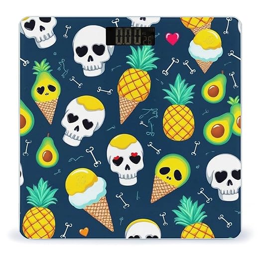 Energy Saving Scale Bathroom Weighing Scale Smart Scale for Body Weight Digital Summer Skull Pineapple Ice Cream Avocado Print