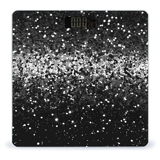 Black White Glitter Bathroom Scale Weight Scale for Body WeightHighly Accurate Digital Weighing Machine Clear LED Display Digital Bathroom Body Scale 400lb/182kg