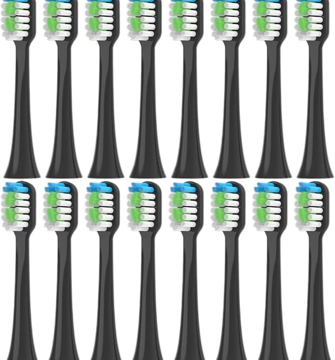 Replacement Toothbrush Heads Compatible for E10/E10C/E10S/F10 16PCS(16black)
