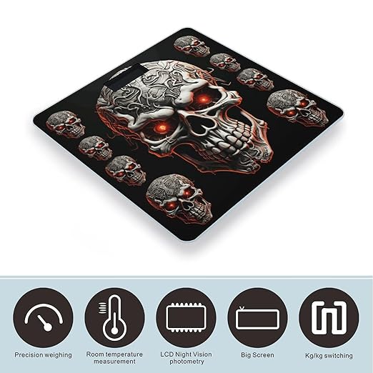 Evil Skull Smart Scale for Body Weight Accurate Bathroom Scale with LED Display Digital Weight Scales Weighing Machine High Precision Scales for Bath Home