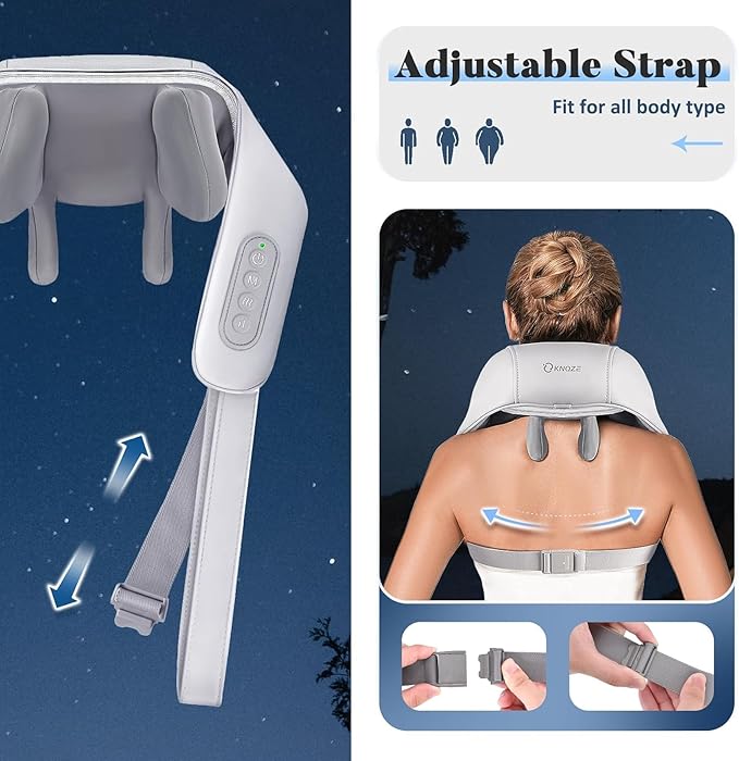 Cordless Neck and Shoulder Massager Shiatsu Neck and Back Massager with Heat 4D Deep Tissue Kneading Massage Pillow for Shoulder Back Leg Muscle Pain Relief Valentine's Day Gifts for Women Men