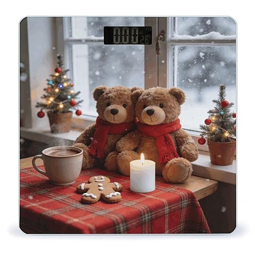 Christmas Joy Smart Scale for Body Weight Digital Bathroom Scale Toughened Glass Weight Scale with Large LCD Backlight Display High Precision Scales Weighing Machine