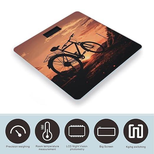 Road Bicycle Bathroom Scale Large LCD Backlight Display Digital Scale Rounded Corners Body Scales Automatic Power On/Off Bathroom Scales for Home Bedrooms