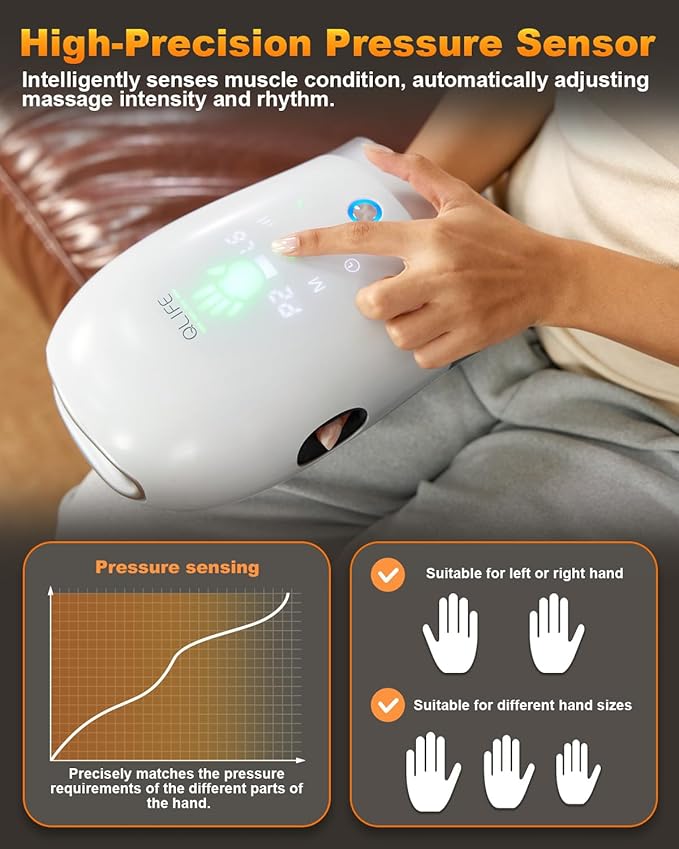 QLIFE Hand Massager with Heat and Compression Hand Massager for Arthritis and Carpal Tunnel Hand Massage with Kneading and Finger Stretching 6 Modes &amp 6 Intensity Levels for Women Men (White)