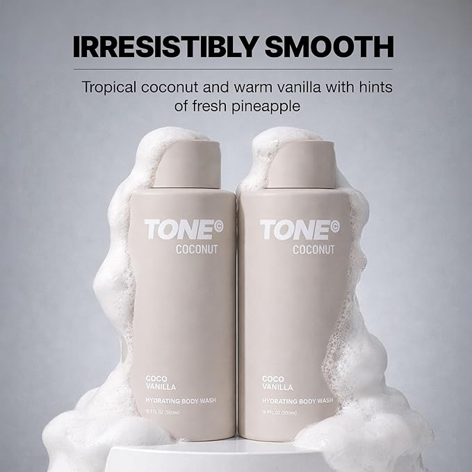 TONE Hydrating Body Wash 17oz Coconut Coconut-derived Cleansers Leaves Skin Clean Moisturized and Refreshed Long-lasting Iconic Scent Suitable for All Skin Types Dermatologist-Tested (2 Pack)