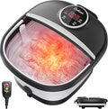 Collapsible Foot Spa Bath with HeatFoot Massager with Two Side SupportsLeakage ProtectorTemperature ControlBubblesRed LightTimerFeet Spa TubFeet SoakerGifts (Black)