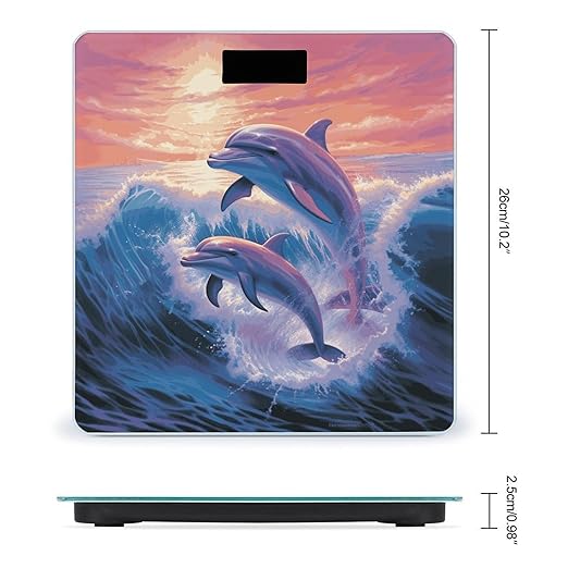Digital Bathroom Scale for Body Weight Scale with Bright LCD Display High Accuracy Step-On Technology Auto On/Off Dolphins Art Digital Scales 400 Lbs /180kg