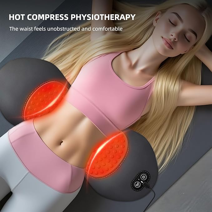 3 in 1 Electric Lumbar Support Pillow with Heat &amp Lift Traction 2026 New Triple Fusion Back Massager Lower Back Pain Relief Deep Tissue Support Pillow for Bed Car Office Chair Memory Foam (Black)