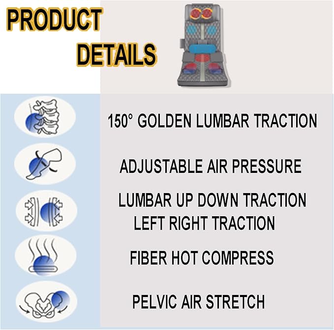 Full Body Massage Mat with Heat Back Massage Pad with 3D Air StretchingLumbar Traction Shiatsu Neck Kneading Massage Pad with Airbag 5 Modes 2 Intensities 3 Time Options