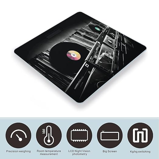 Vinyl Records Bathroom Scale Rounded Smart Scale for Body Weight Automatic Power On/Off Weight Scales Accurate Bathroom Digital Scales for Pet Home Bedroom Kitchen