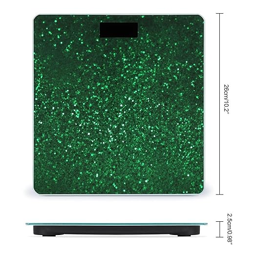 Green Sequin Sparkle Weight Scale Large Bathroom Scales Digital Weight with Bright LED Display Non Slip Automatic Weighing Scale Fashion Weighing Machine for Body