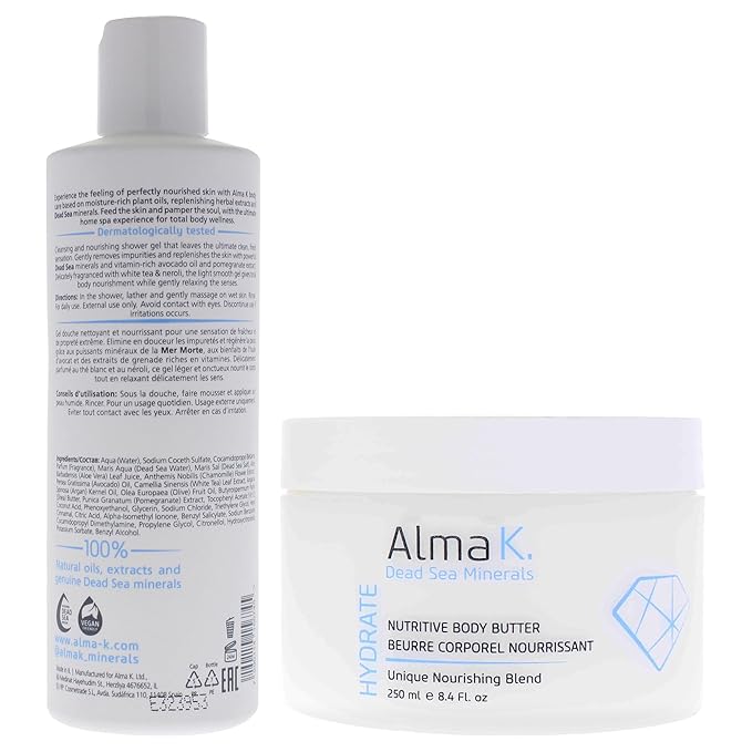 Relaxing Shower Gel and Nutritive Body Butter Kit by Alma K for Women - 2 Pc Kit 8.4oz Shower Gel 8.4oz Body Butter