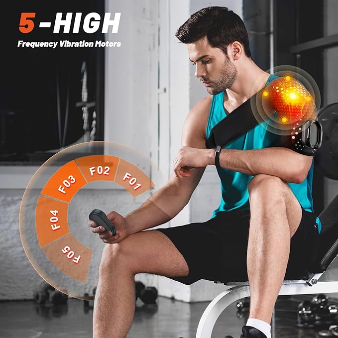 Cordless Shoulder Heating Pad with Massager with Detachable RemoteShoulder Massage Wrap with 6 Heating Levels 5 Vibration Modes Rotator Massager for Pain Relieffor Men &amp Women
