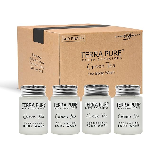 Terra Pure Shampoo Conditioner and Body Wash Travel Size Hotel Amenities 1 oz. (Case of 300)