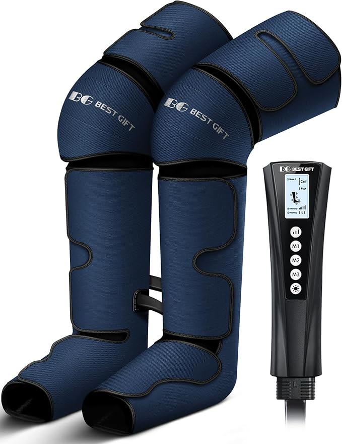 Gifts for Dad Mom Men Women Christmas Mothers Day Fathers Day Air Compression Massager with Heat for Foot Leg Calf Thigh Knee Helpful for Vericose Veins Muscle Fatigue Cramps Swelling Edema