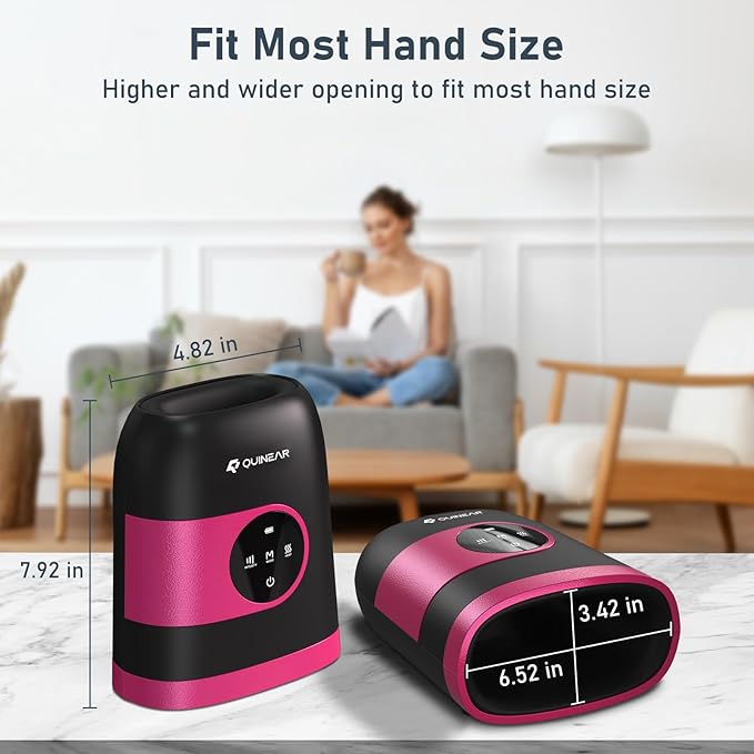 QUINEAR Hand Massager - Cordless Hand Massager with Heat and Compression for Arthritis Carpal Tunnel and Stiff Joints - Gifts for Women Men- FSA-HSA(Pink)