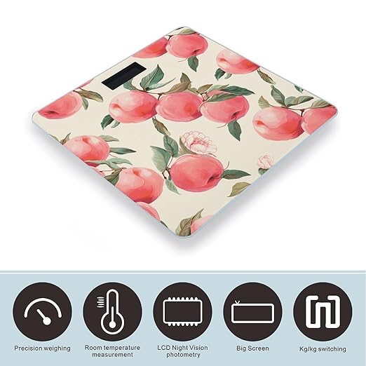 Pink Peach Bathroom Scale Ultra-Bright Liquid Crystal Screen Weight Scale Accurate Bathroom Body Scales for Body Weight Bathroom Pet Home Bedroom Gift-Giving